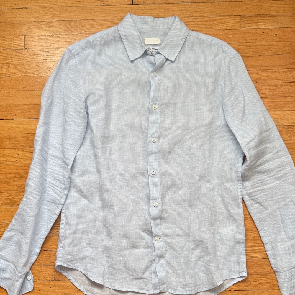 Club Monaco Light Blue Linen Button Down Shirt